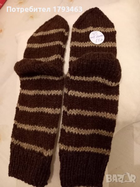 Ръчно плетени мъжки чорапи от вълна размер 45, снимка 1