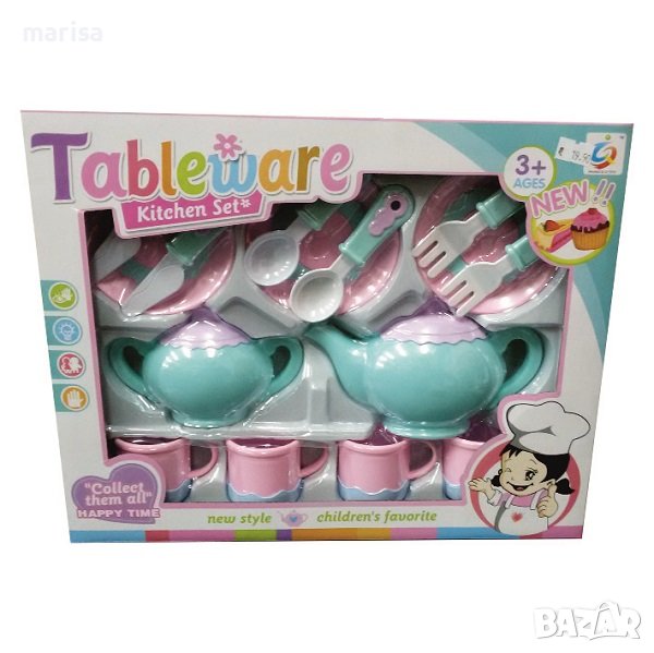 Детски сервиз за чай в пастелни цветове, в кутия - 4222, снимка 1