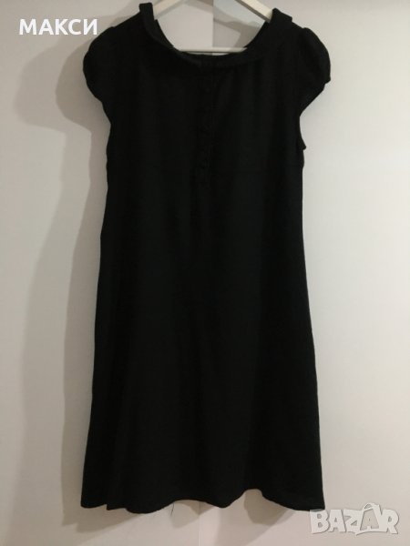 Маркова Н&М рокля с къс ръкав, джобове и ефектна якичка в черно, снимка 1