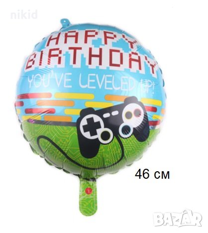 Happy Birthday джойстик видео игра конзола кръгъл фолио фолиев балон хелий или въздух парти