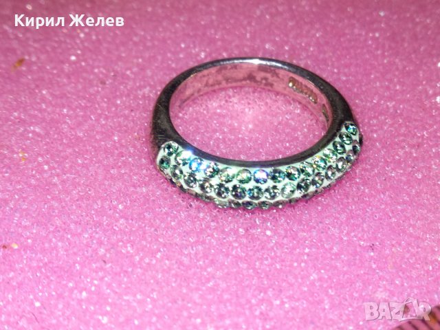 OXETTE S925 ЕМАЙЛИРАН СКЪПОЦЕНЕН СРЕБЪРЕН ПРЪСТЕН СРЕБРО 925 с ИСКРЯЩИ КРИСТАЛИ СВАРОВСКИ 43219, снимка 5 - Пръстени - 44315328