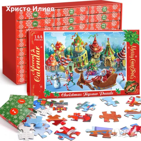 Пъзел с шейната на дядо Коледа Коледен календар 144 части