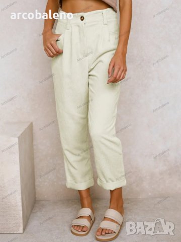 Дамски широки панталони от кадифе с висока талия и широки прави крачоли, 7цвята - 023 , снимка 9 - Панталони - 42815362