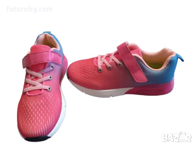 Олекотени маратонки в  розово и синьо преливащо, снимка 2 - Детски маратонки - 40319425