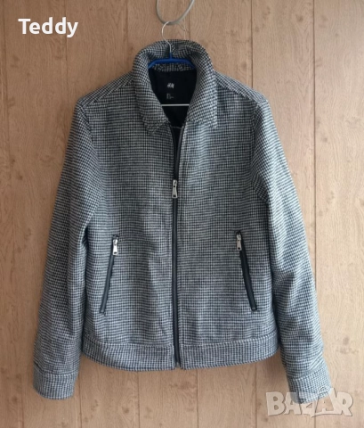 Вълнено бомбър яке H&M, размер L, унисекс, снимка 10 - Якета - 52155561