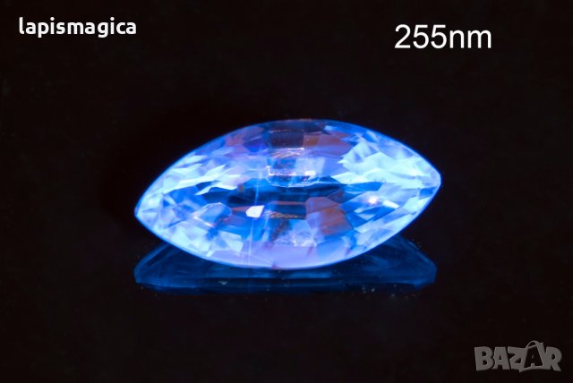 Син сапфир 0.63ct VS Цейлон флуоресцентен маркиз шлифовка, снимка 2 - Други - 42114623