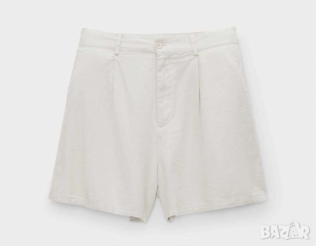 Дамски бермуди с басти Pull&Bear, 52% лен, 48% вискоза, Сиви, 46