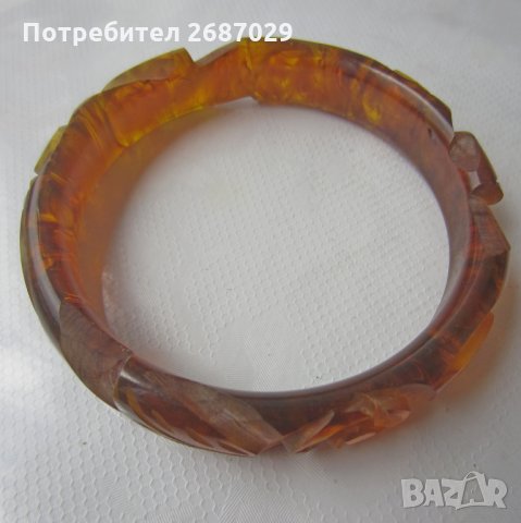 резбована гривна цвят келибар, снимка 3 - Други ценни предмети - 29276661