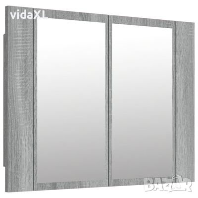 vidaXL LED огледален шкаф, сив сонома, 60x12x45 см, инженерно дърв（SKU:822842о, снимка 1