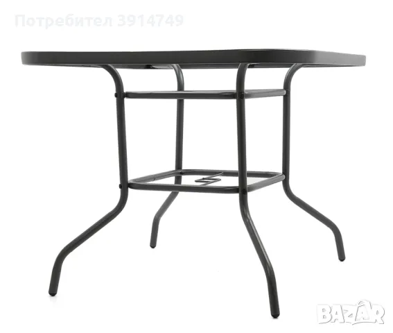 Маса, солидна и стабилна, двор / тераса, темперирано стъкло / стомана, квадратен плот 90х90 см, НОВА, снимка 3 - Маси - 47948989