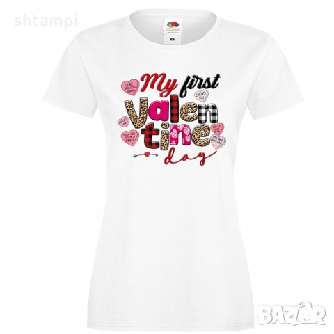 Дамска тениска My 1st Valentine Day 1, снимка 4 - Тениски - 35552240