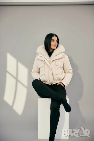 Уникално късо зимно яке с пух три цвята , снимка 13 - Якета - 47977264