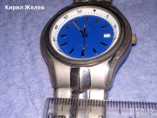 OMEGA PROFESSIONAL 200 METERS СТИЛЕН ИЗИСКАН КВАРЦОВ ЧАСОВНИК ФУНКЦИОНИРАЩ с ВЕРИЖКА 37241, снимка 4 - Мъжки - 40443826