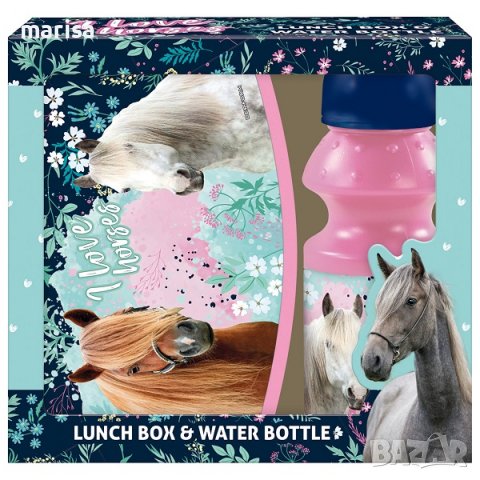 Комплект кутия за обяд + бутилка за вода Horses Код: 5901130087242, снимка 1 - Кутии за храна - 37930736