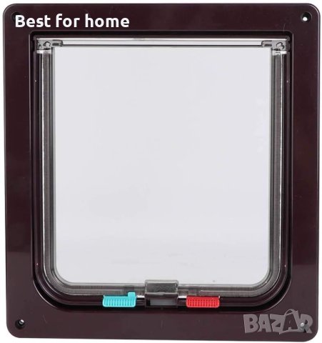 Врата за домашни любимци,прозрачна врата с клапа за котки (19 x 20) (кафява), снимка 2 - Други стоки за животни - 42778214