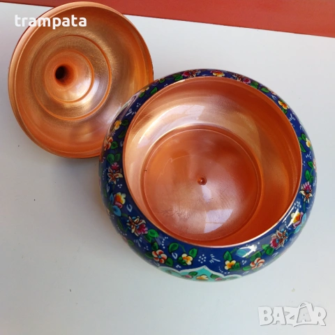 НАЙ ДОБРАТА ОФЕРТА Красива Медна емайлирана захарница ,кутия с цветя , снимка 5 - Декорация за дома - 53143703