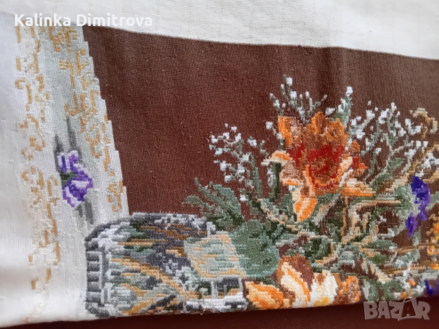 Гоблен ваза с цветя.Размер 42/36см., снимка 2 - Гоблени - 44725886
