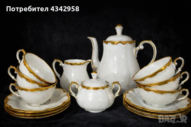 Винтажен порцеланов сервиз Triptis VEB, Германия (1949–1960 г.) – комплект за 6 души.