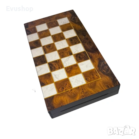 Комплект табла, шах, дама 3в1, дърво, 48x48 см, снимка 10 - Шах и табла - 54315726