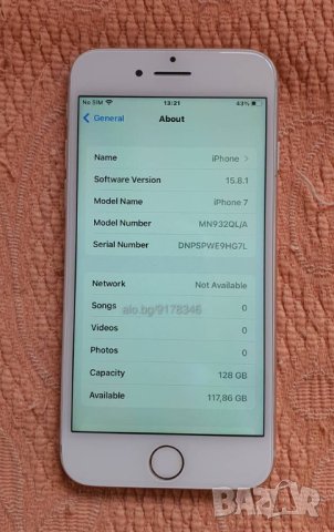 Отличен iPhone 7 128 GB чист iCloud 100% батерия, снимка 3 - Apple iPhone - 44215147