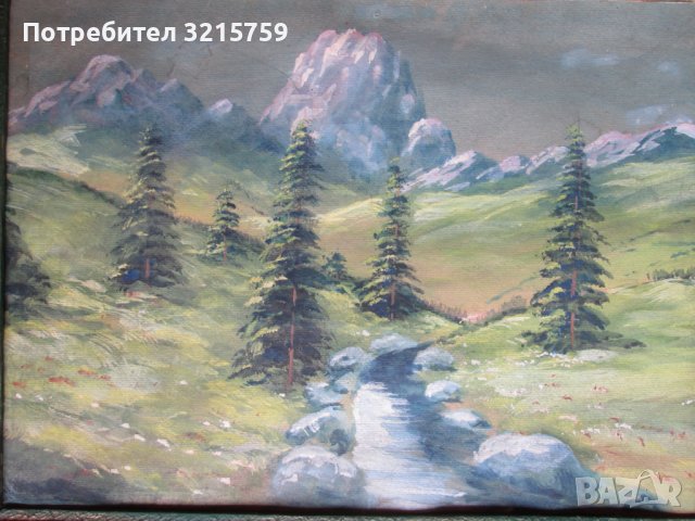 Стара Картина акварел, 46х36см., снимка 3 - Картини - 39349227