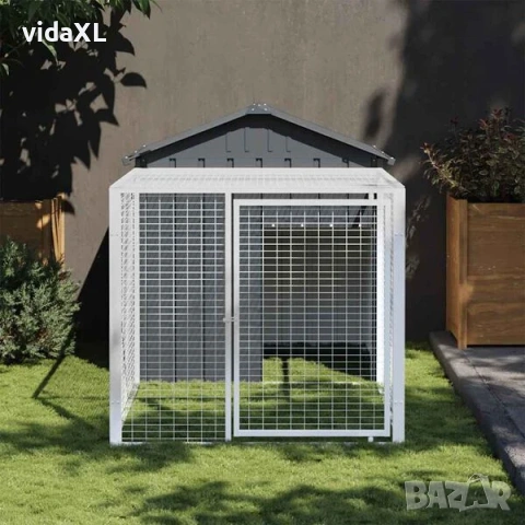vidaXL Клетка за пилета с ограда, антрацитна, 117x201x123 см（SKU:172353）, снимка 2 - Други стоки за животни - 53363734