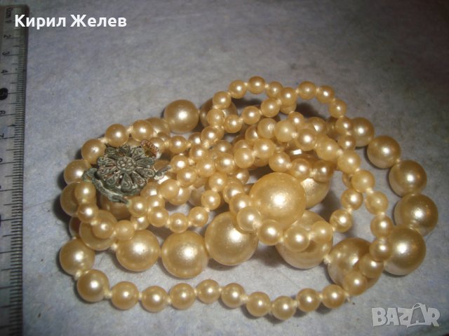 СТАРИННА АР ДЕКО ПЕРЛЕНА РЕТРО ОГЪРЛИЦА КОЛИЕ ЧЕШКИ ПЕРЛИ с БРОНЗОВА ФИЛИГРАННА ЗАКОПЧАЛКА 29092, снимка 8 - Антикварни и старинни предмети - 37851551