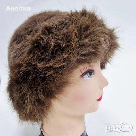 Дамска пухкава зимна шапка с изкуствен косъм, снимка 8 - Шапки - 52709390