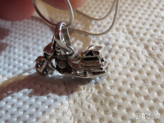 Рокерски медальон Сребърен мотор  със синджирче - моторджийски, мото аксесоари среброр, снимка 7 - Колиета, медальони, синджири - 35058696