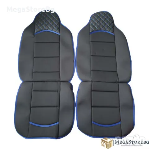 Комплект универсални калъфи за предни седалки - 2бр/к-т - черно със синьо, снимка 2 - Аксесоари и консумативи - 48685580