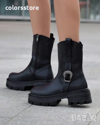 Равни боти - черна кожа - BH105