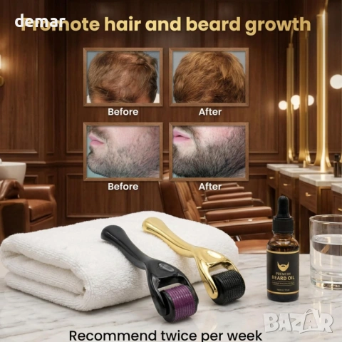 Дерма ролер, 0.5 мм, 540 титаниеви микро иглички за мъже и жени, пакет от 2 златисто/черно, снимка 8 - Други - 53177403