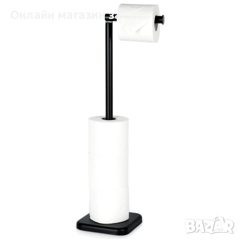 Свободностоящ WC сет с държач за тоалетна хартия, черна 56см 567024, снимка 3 - Органайзери - 53232540