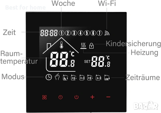 Beok WiFi стаен термостат за подово отопление, снимка 7 - Друга електроника - 53047265