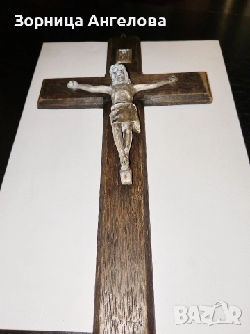 Античен посребрен  немски католически стенен кръст – Franz Fengler, Breslau (1890–1925) Размер 30/17, снимка 3 - Антикварни и старинни предмети - 52941865