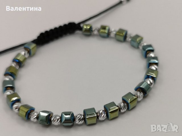 Дамска гривна кубчета хематит и 925 сребърни мъниста, снимка 4 - Гривни - 38039872