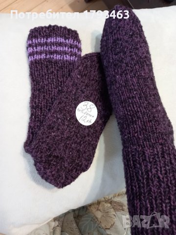Ръчно плетени дамски чорапи размер 38, снимка 2 - Дамски чорапи - 39647409