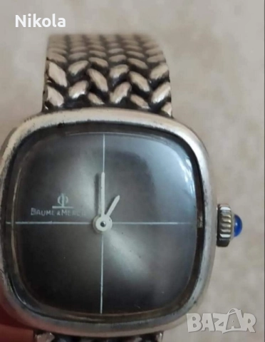 BAUME & MERCIER-Сребърен дамски часовник,сребърна верижка с интересна масивна плетка, 800 проба, снимка 5 - Антикварни и старинни предмети - 52011606