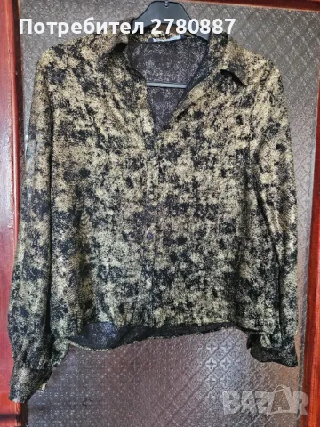 Zara златиста блуза размер М , снимка 2 - Блузи с дълъг ръкав и пуловери - 49545418