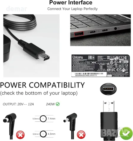 240W зарядно за лаптоп MSI Stealth 16 17 17Studio GS77 Vector GP77 Sword 15 Katana 15 17, 12A/20V, снимка 3 - Друга електроника - 49890961