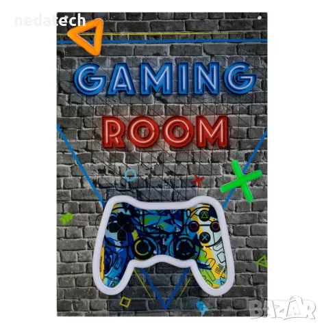 Акрилна табела с LED неоново осветление – Дизайн Gaming 23.8x34 cm