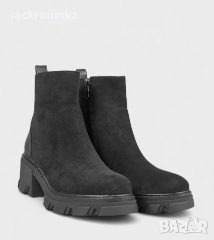 Модерни черни дамски боти с топъл хастар и грайферна подметка W851026 Black, снимка 4 - Дамски боти - 52053035