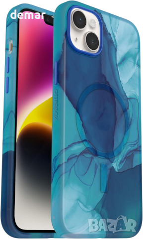 OtterBox Калъф за iPhone 14 Pro и Plus за MagSafe, удароустойчив, ултратънък, Morpho, син