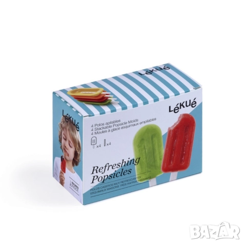 Комплект форми за ледени близалки на клечка Lekue 4 броя