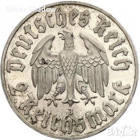 Монета Трети Райх 2 Reichsmark 1933 г Мартин Лутер, снимка 2 - Нумизматика и бонистика - 31395234