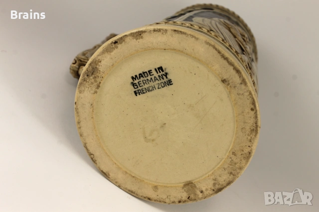 1920's Стара Немска Голяма Керамична Халба Релефна, снимка 7 - Антикварни и старинни предмети - 53167210