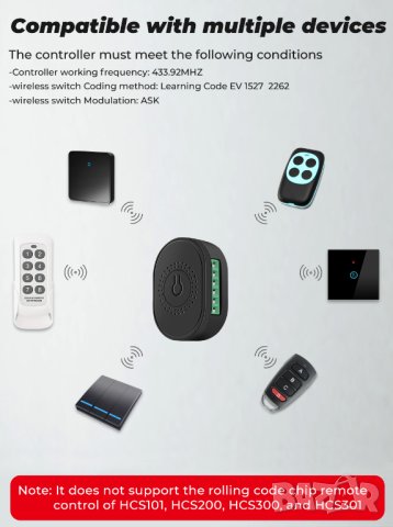 Мини реле за вграждане на 433MHz, снимка 6 - Друга електроника - 42458755