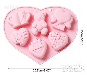 Мъче сърце чаша големи дълбок силиконов молд форма фондан шоколад гипс сапун декор , снимка 3 - Форми - 40101822
