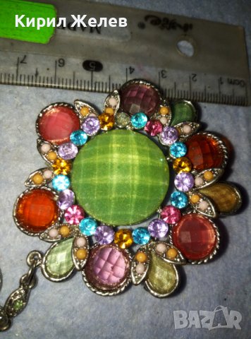 ПРЕКРАСНА ФЛОРАЛНА СРЕБРИСТА КРИСТАЛНА ВИНТИДЖ БРОШКА - ПЕНДАНТ 26588, снимка 15 - Други - 42082403