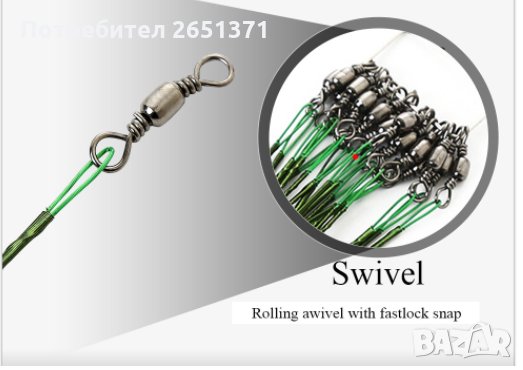 Кука със стоманен повод FTK, 20 броя в опаковка, снимка 8 - Такъми - 33946395